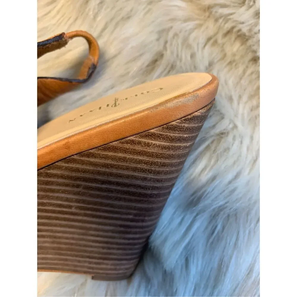 Cole Haan Light Brown Leather lace up wedge sandals Size 9B Womens Shoes Gladiat